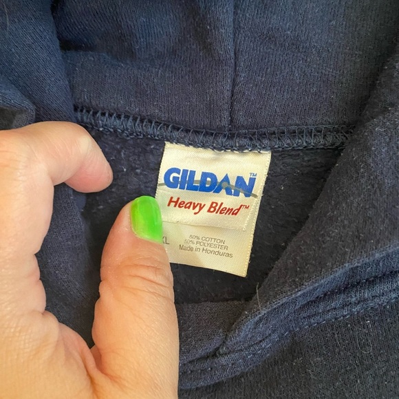 Vintage Gildan US NAVY Hoodie Blue Upcycled Sweatshirt Men’s Size XL - Picture 6 of 7